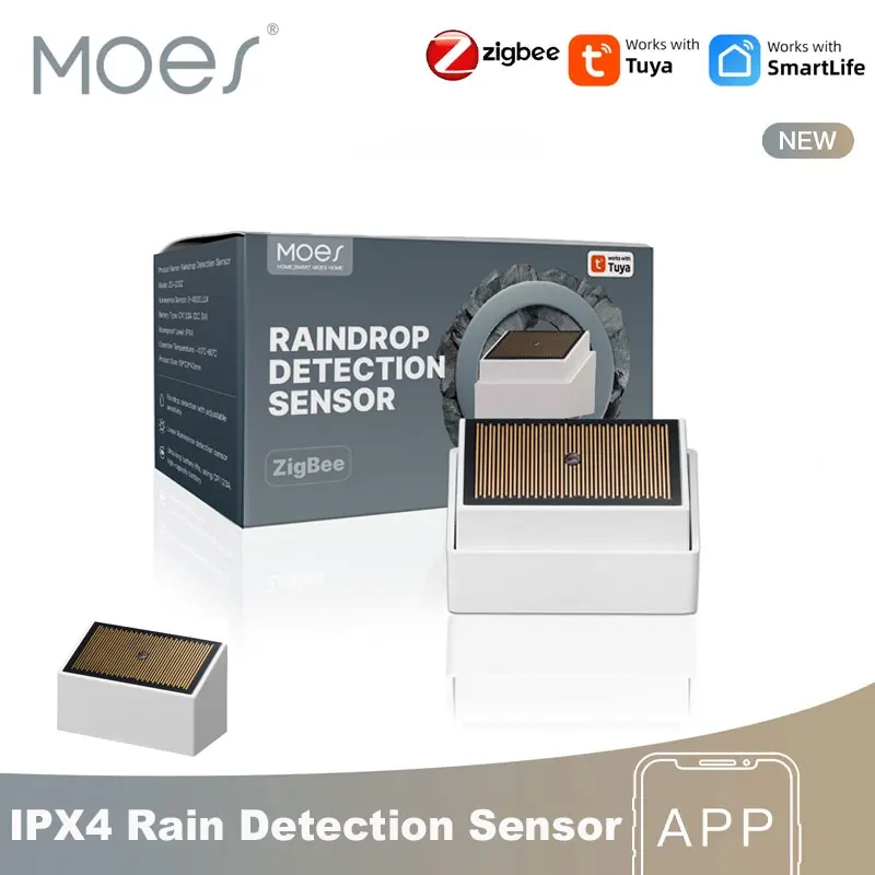 Tuya ZigBee Smart Rain Detection Sensor Water Leakage Flood Detector Wireless IPX4 Waterproof Outdoor Use Battery Powered