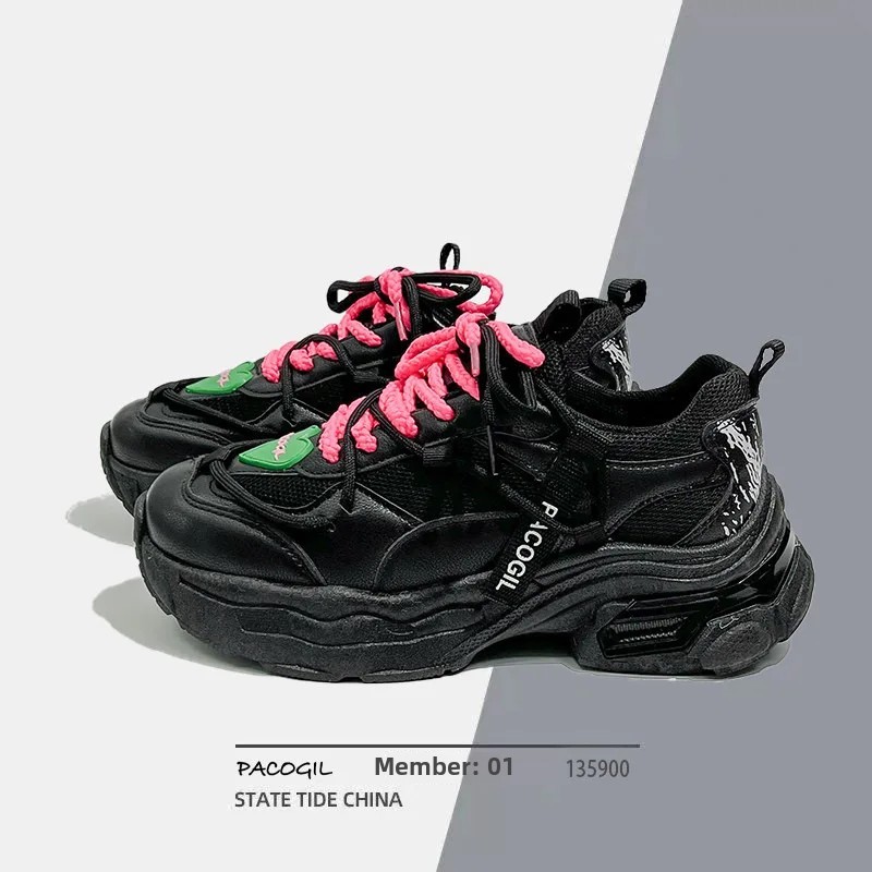 Breathable Vulcanized Rubber Women's Shoes Original Niche Design Thick Sole Increased Height Student Sports Shoes