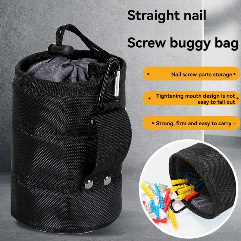 A81M New Nail Screw Storage Bag With Buckle Hanging Waist Nail Bucket Multifunctional Waist Pack Hanging Kit