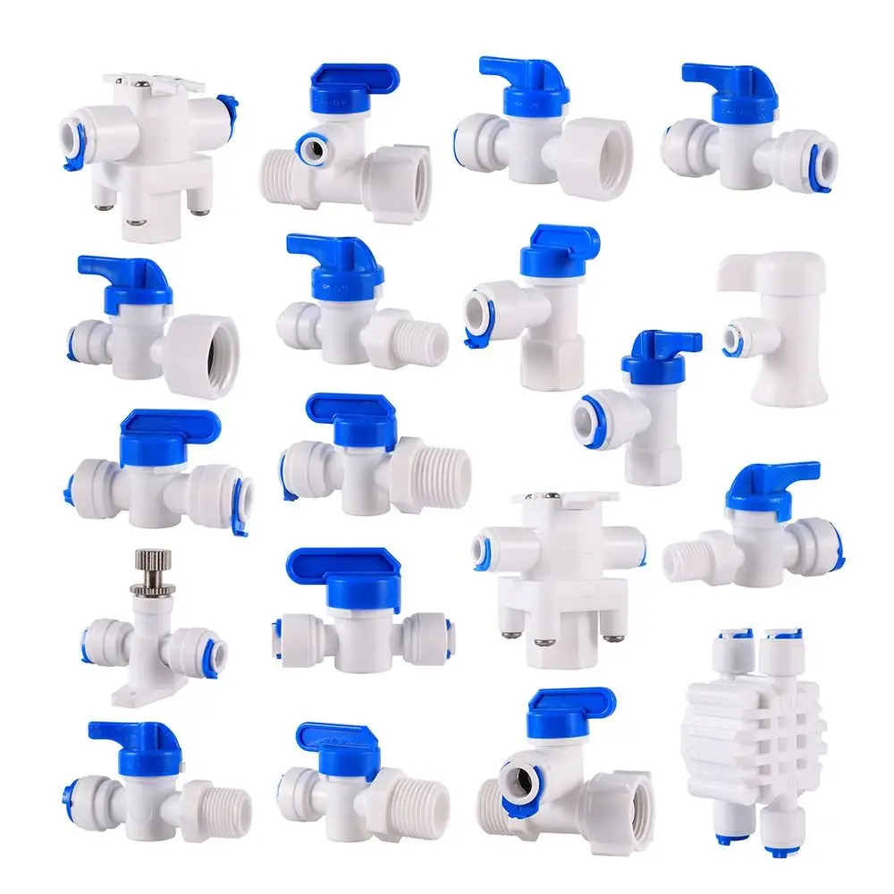 1 Pcs Water Straight Plastic Ball Valve 1/4" 3/8" OD Male Female Thread Hose Quick Connector 1/4" 3/8" Male 1/2" Female Reveser