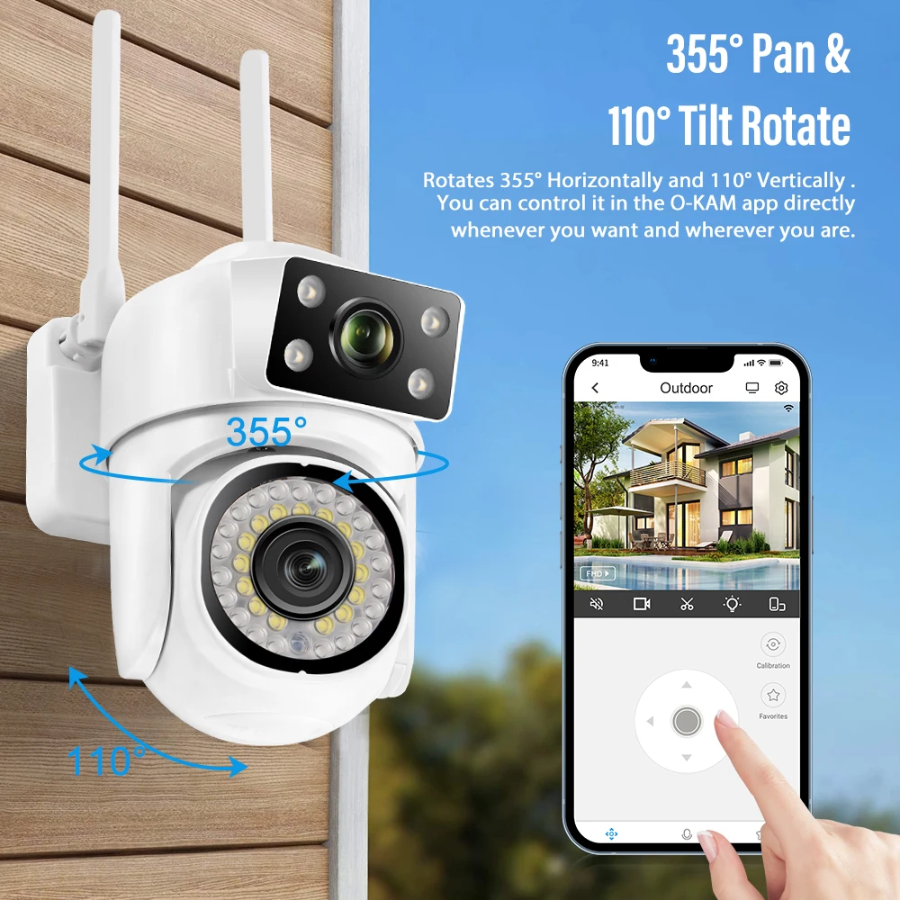 WONSDAR 4K Caméra Surveillance Extérieure PTZ, Caméra de Sécurité WiFi