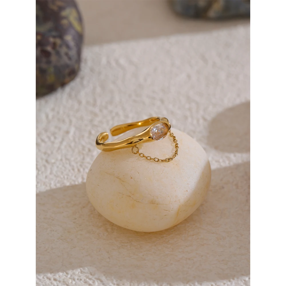 Yhpup Stainless Steel Cubic Zirconia Ring