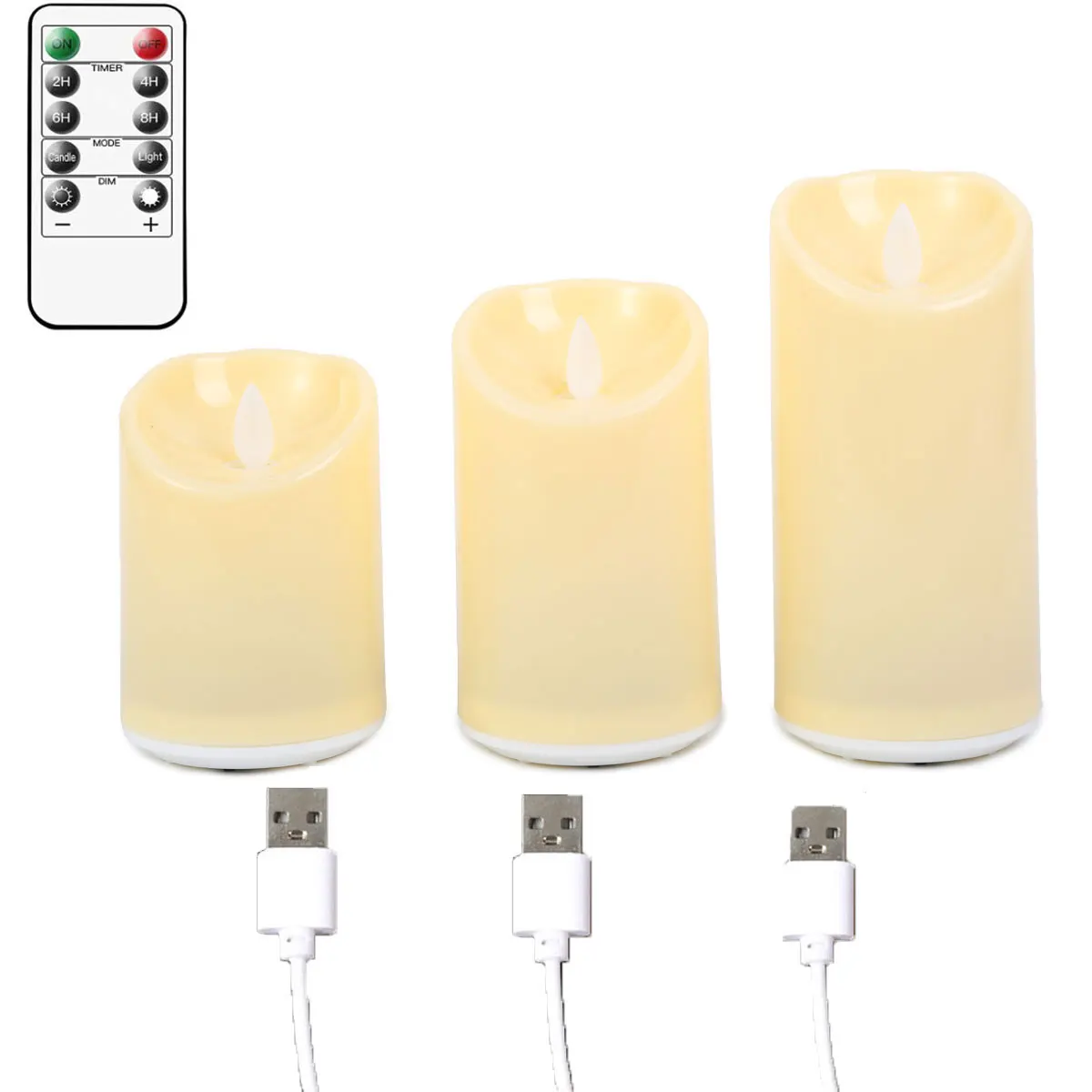 USB Rechargeable LED Moving Wick Candles 4