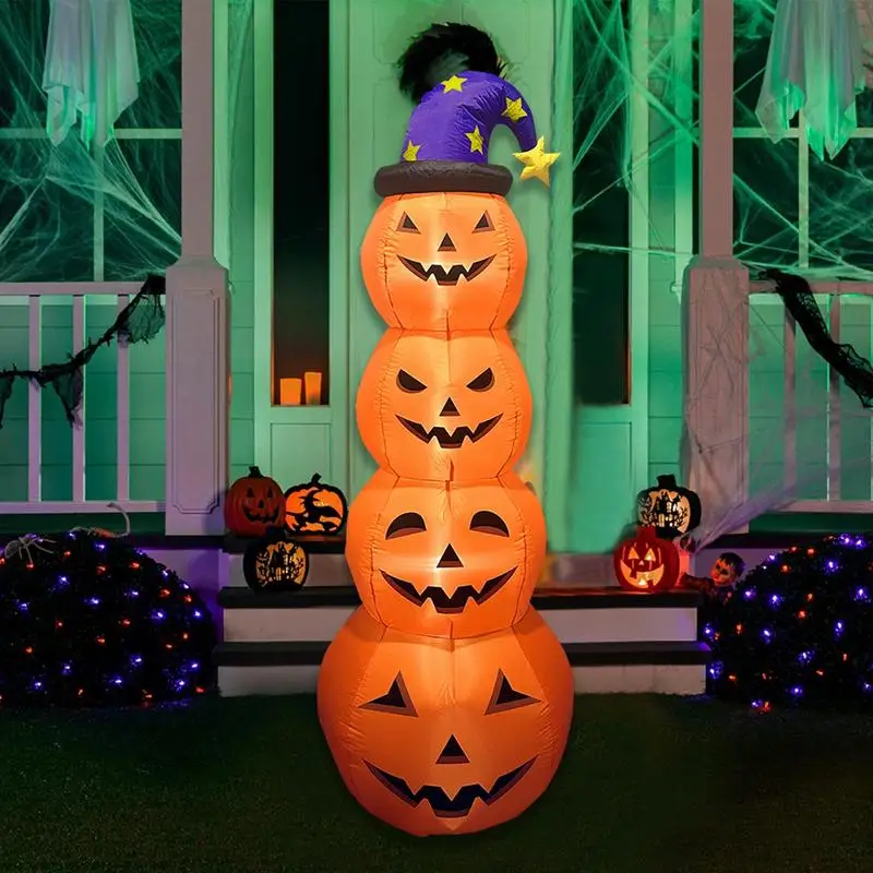 

Inflatable Pumpkin Decoration 240cm Glowing Halloween Pumpkin Stacked Windproof LED Pumpkin Decor For Haunted House Outdoor Deco