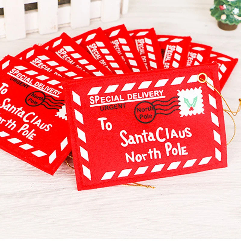 1 piece of 12.5cm * 8cm red non-woven envelope letter storage bag, New Year's holiday Christmas tree pendant to celebrate wishes