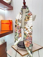 90cm Brand Square Scarf Women Fashion Floral Twill Silk Scarf Shawl Hijab Luxury Bandana Foulard Neckerchief Head Scarf For Lady - Image 2