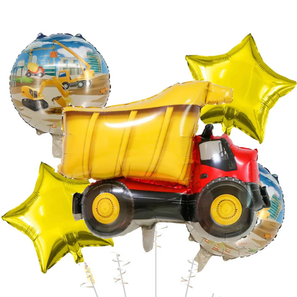 

5 шт., декоративные фольгированные воздушные шары для детского самосвала
