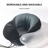 Detachable Black Storage Micro Fiber Inflatable Neck Pillow For Airplane Rest 4