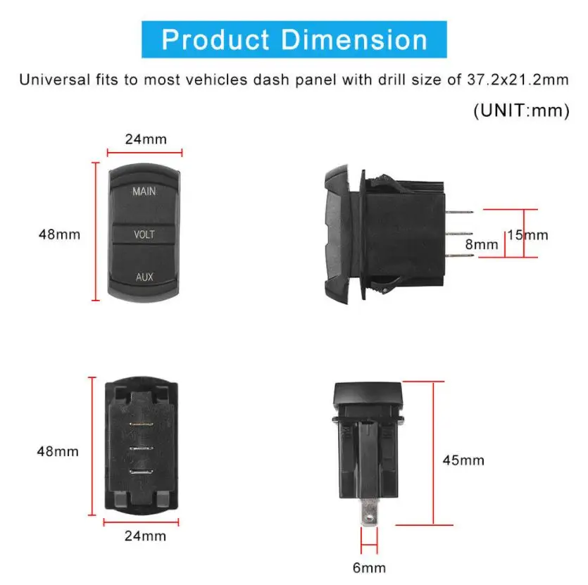 12-24V 자동차 보트 오토바이 LED 디지털 듀얼 볼트 미터 AUX 메인 배터리 모니터 전압 게이지 자동 패널 전압계 테스터