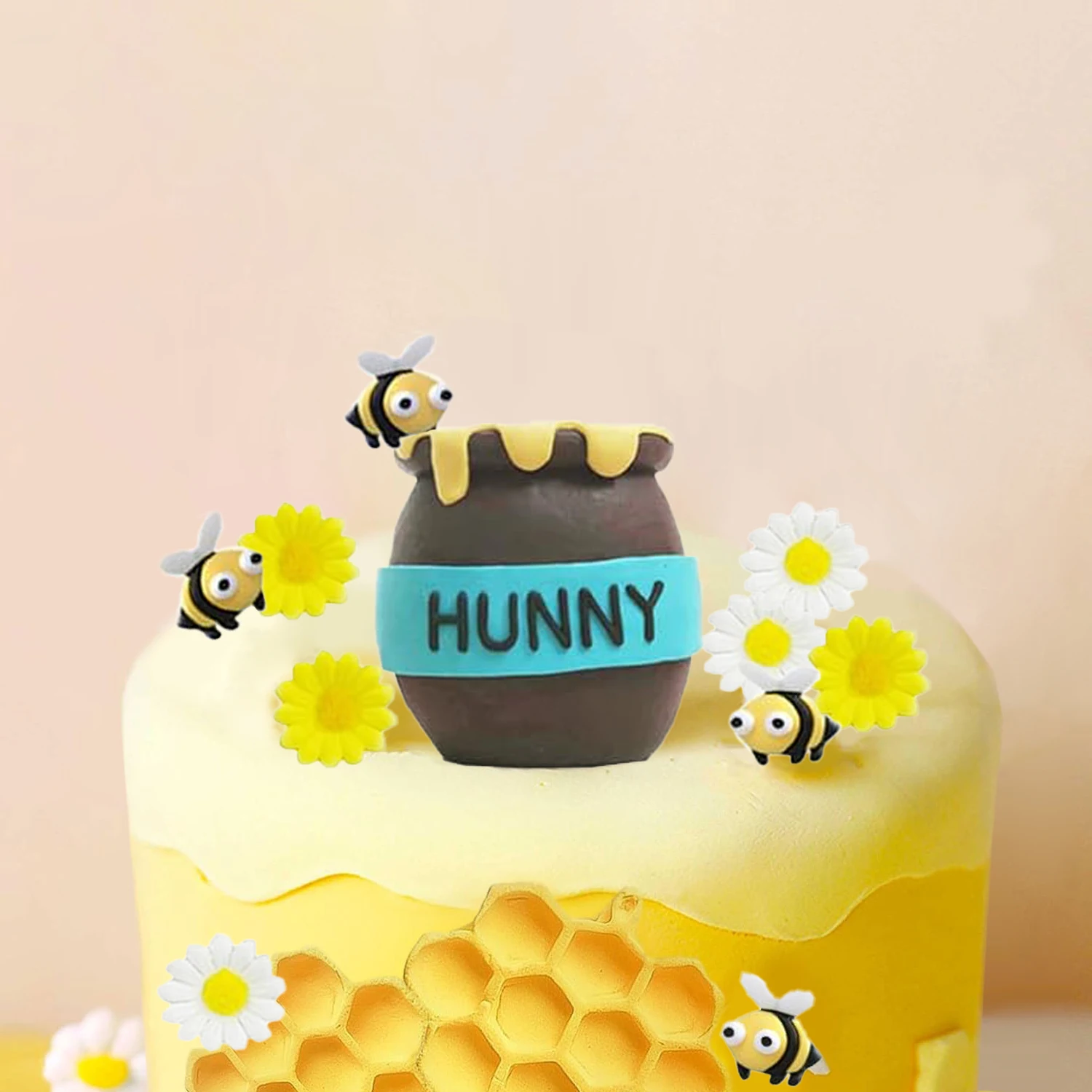 Honigglas-Kuchenaufsatz, Waben-Kuchenaufsatz für Geburtstag, Babyparty, alles Gute zum Geburtstag, Mottoparty-Zubehör für Jungen und Mädchen – Detail 3