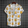 Hawaiian Shirt For Men 3d Beer Printed Short Sleeve Shirts Beer Party Shirt Tees Summer Casual Tops Loose Oversized Men Clothing 1