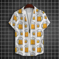 Hawaiian Shirt For Men 3d Beer Printed Short Sleeve Shirts Beer Party Shirt Tees Summer Casual Tops Loose Oversized Men Clothing 1