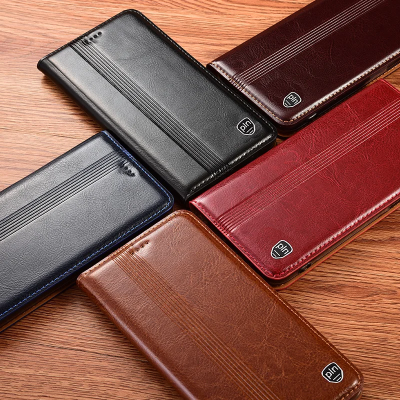 Vintage Genuine Leather Magnetic Flip Cover Wallet Phone Case