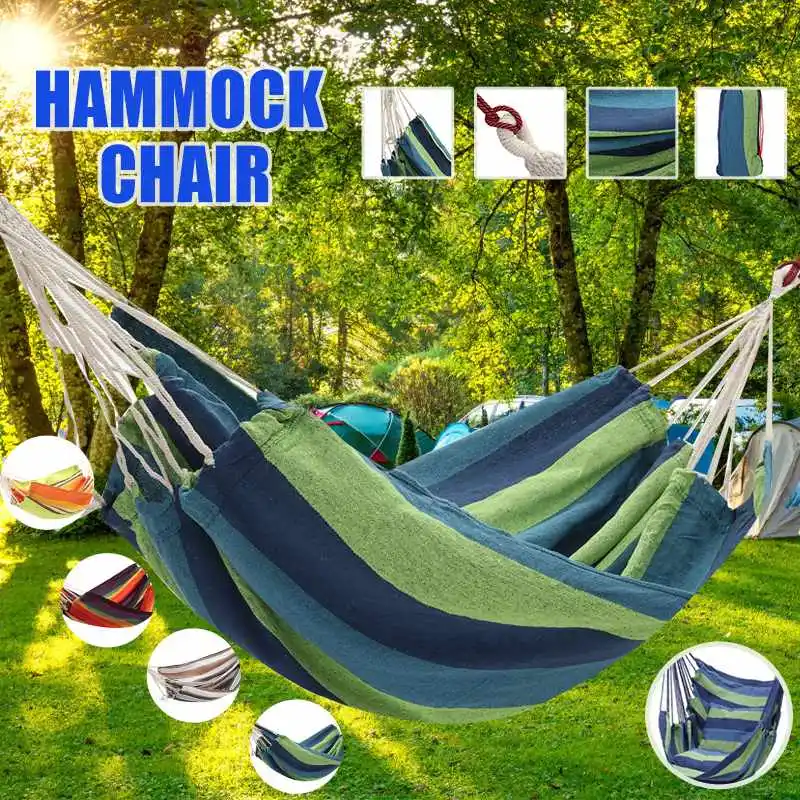 

1-2 Persons Canvas Hammock Travelling Outdoor Picnic Wooden Swing Chair Camping Hanging Bed Garden Furniture with Backpack