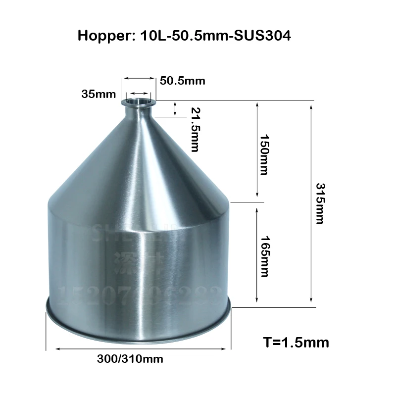 Filling Machine Hopper 10L/30L/50 SS304*1.5MM round container for Piston Filler material storage with Lid SHENLIN spare Part