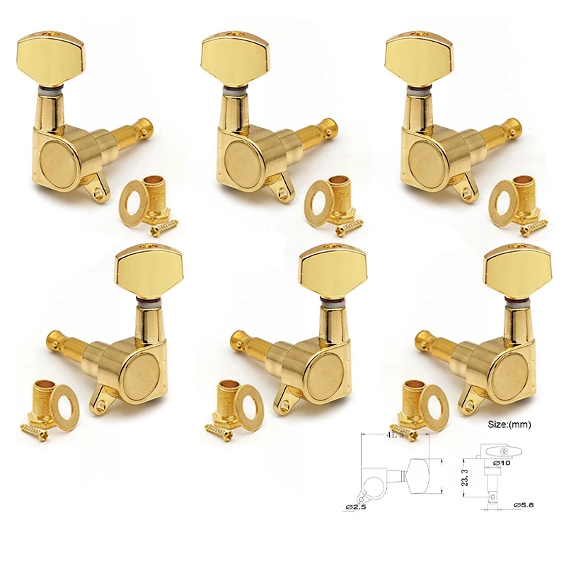 Description Picture 5 of item6pcs Golden Guitar Tuner Pegs Small Square Sealed Guitar Tuning Pegs Tuners Machine Heads For Acoustic Or Electric Guitar