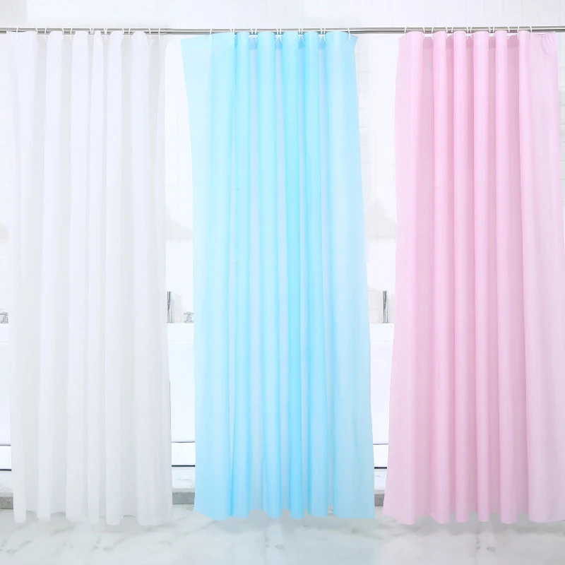 PEVA Bathroom Shower Curtain With Hooks 180x180cm Waterproof Thickening Bath Curtain Home Solid Shower Accessories