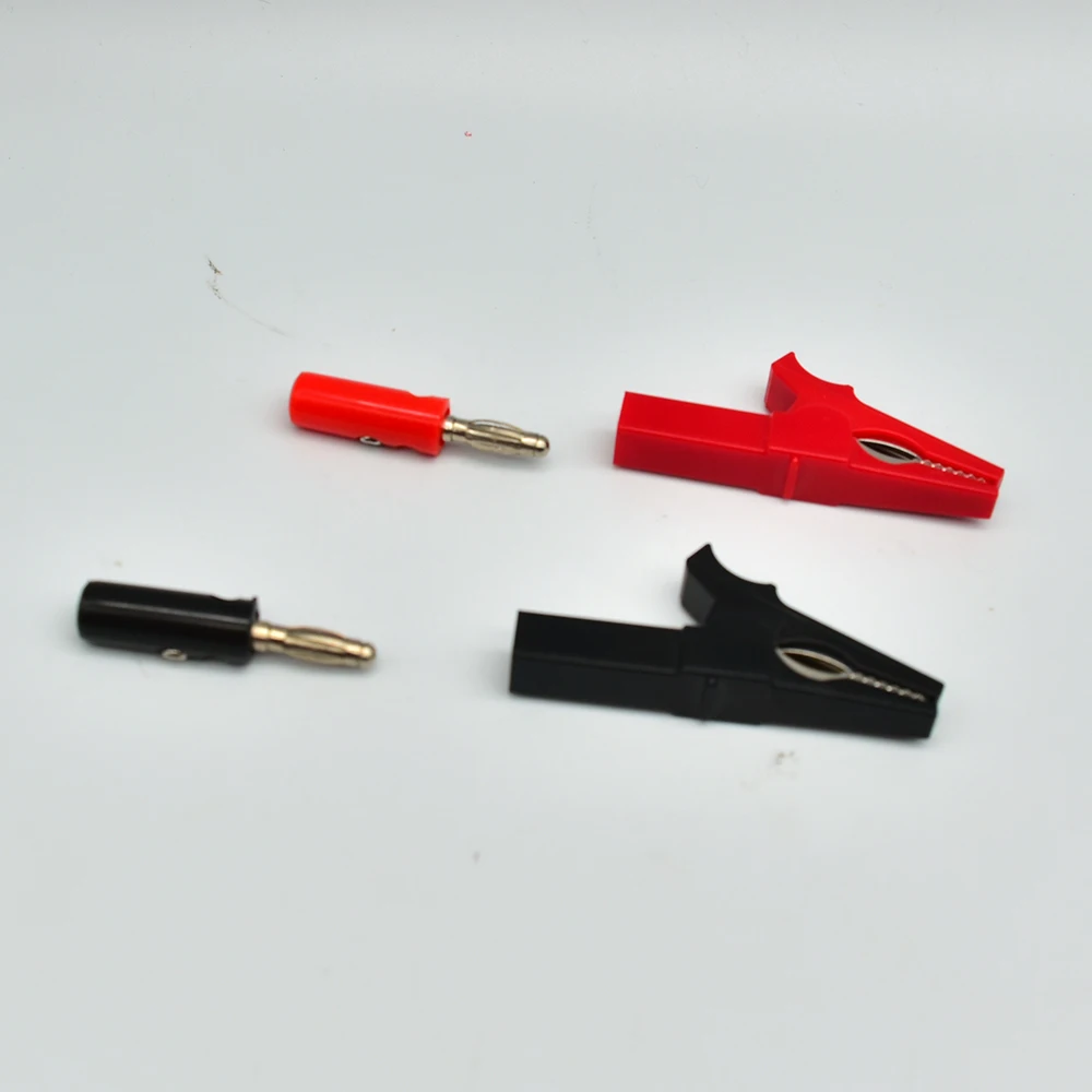 Test Probes 55MM Alligator Clip + BANANA PLUG 4mm Banana Plug Cable Clips Socket Battery Red Black