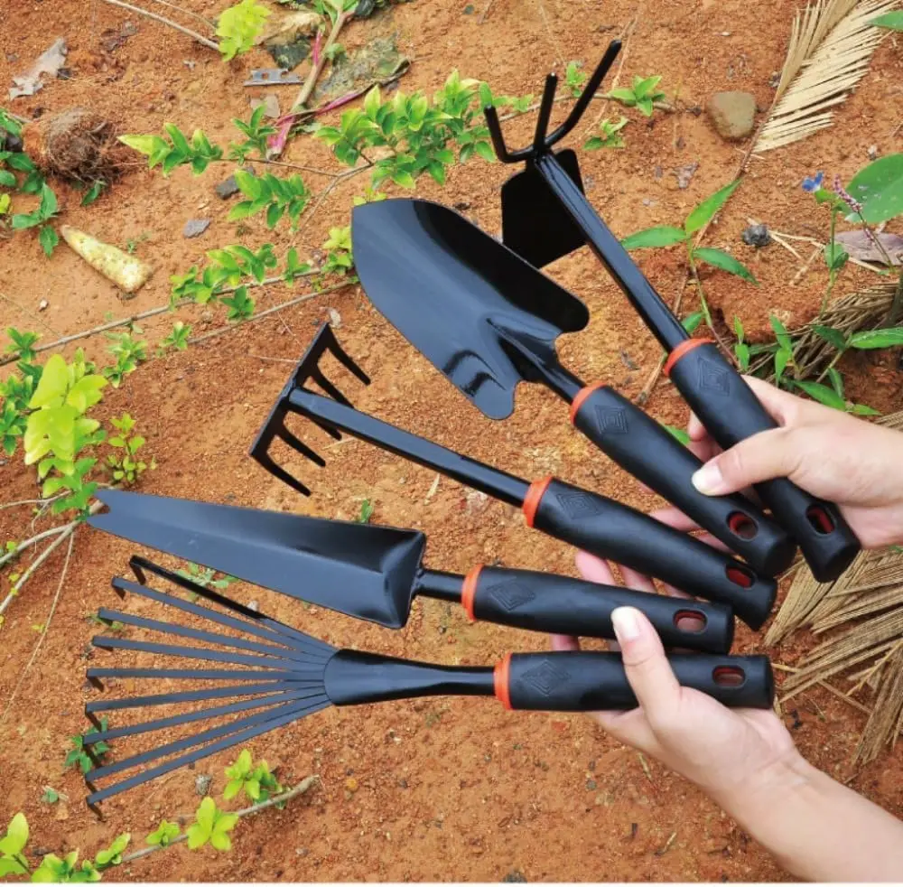 Garden Tool Set, 6 PCS Heavy Duty Gardening Tool Set with Rubber , Rake Shovel Outdoor Hand Tools Set, Comb Gifts for Se