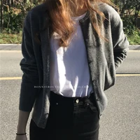 O Neck Solid Color Simple Short Loose Fit Knitted Cardigan Pring Autumn Sweet Casual Long Sleeve Sweater Jacket Women New 9053 - Image 6