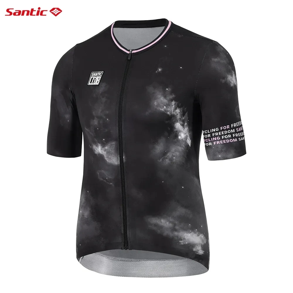 

Рубашка Santic мужская с коротким рукавом, дышащая Светоотражающая одежда на молнии, для езды на велосипеде, для езды на открытом воздухе, азиатская одежда