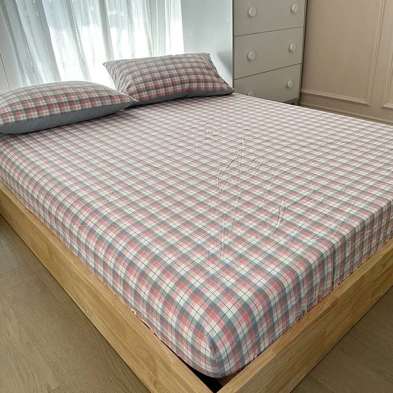

Pure cotton bedsheet single piece protective cover dust cover with raised student cotton plaid 171