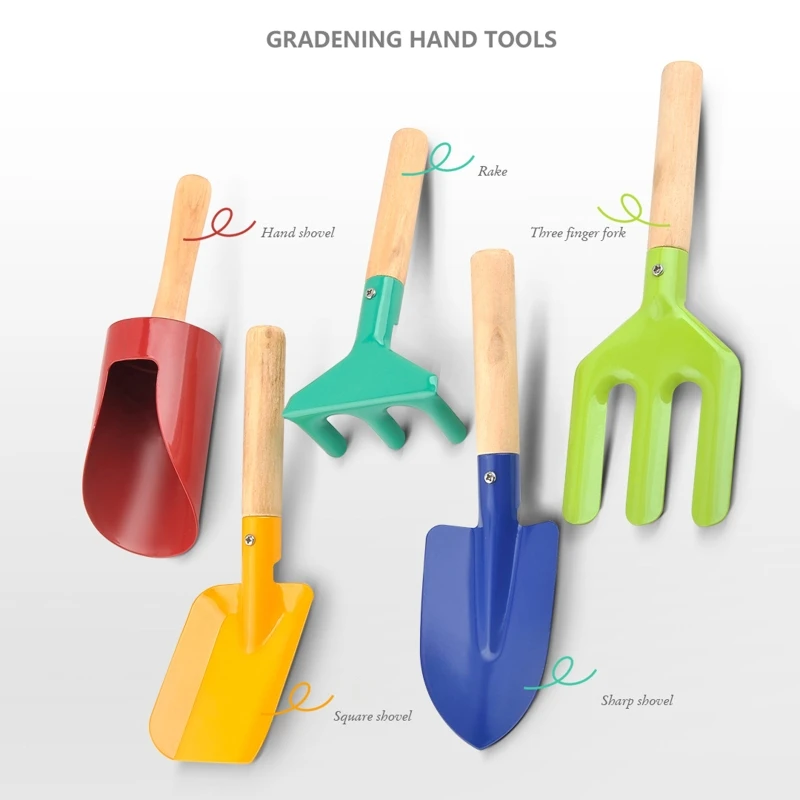 1Set Garden Planting and Flowering Children's Tool Kids Gardening Tool Set with Child Safe Shovel Rake Trowel for Kids