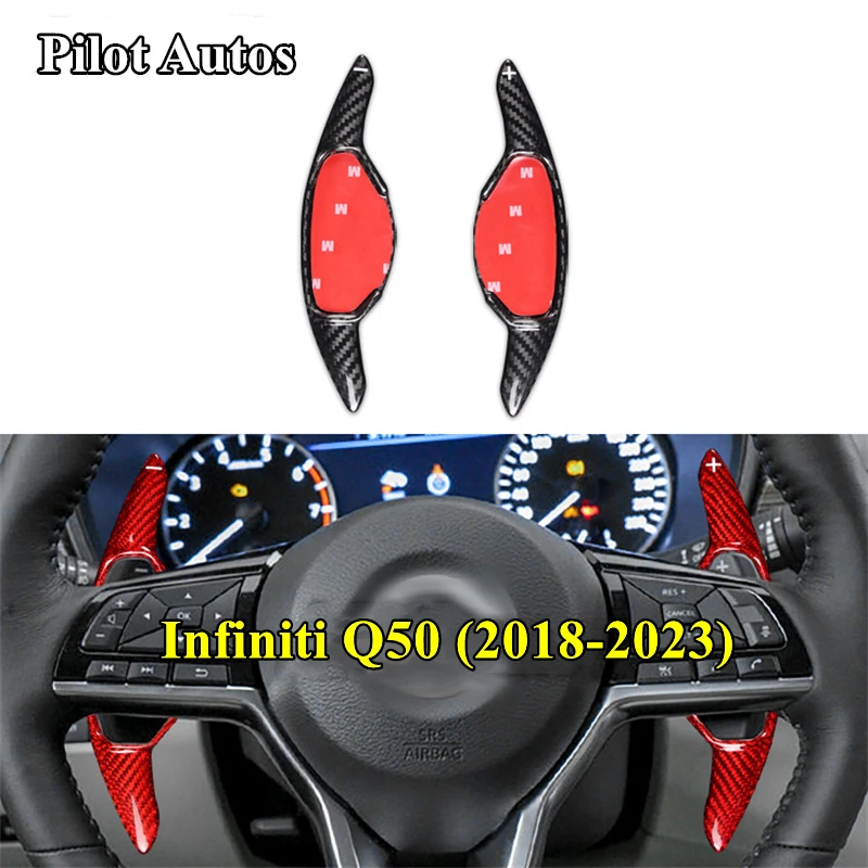 

Для Infiniti Q50, автомобильный рычаг переключения руля, удлиненный рычаг переключения передач, отделка, чехол из натурального углеродного волокна 2018, 2019, 2020, 2021, 2022, 2023