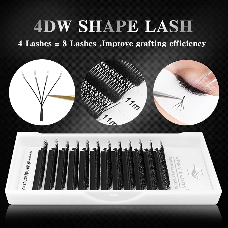 

4D W Shape Lashes Extension Premade Volume Fan Eyelashes W Style Shaped Lash Makeup Supplies Winky Beauty Natural EyeLash