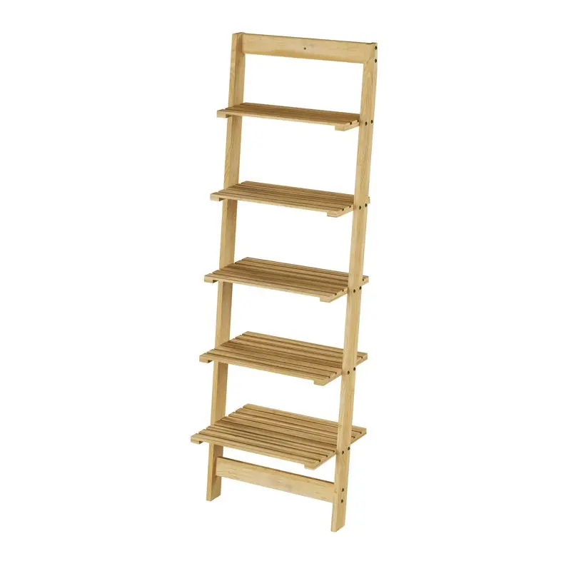 

Five-Tier Ladder Blonde Wood Storage Shelf