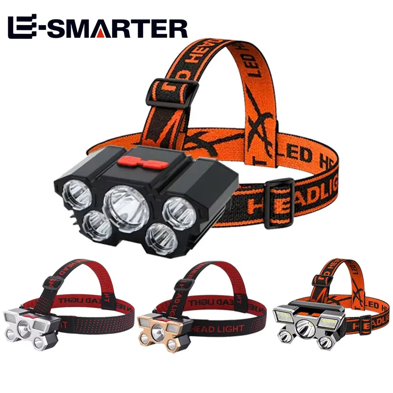 Lampe Frontale Puissante 5 LED - Rechargeable Sur USB