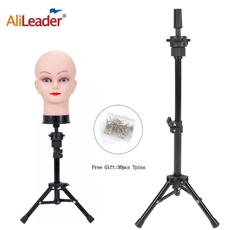 AliLeader 55 Inch Wig Stand Tripod with Head Heavy Duty Wig Stand Tripod  Wig Head Stand with Mannequin Head Wig Tripod Stand with Tool Tray  (mannequin