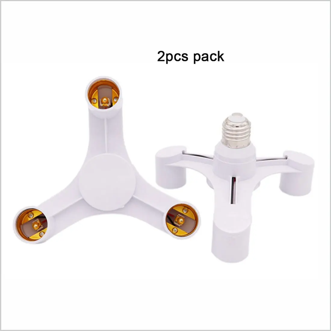 2pcs Pack White 1 to 3  E27 Lamp Holder Converters, Universal 3 in 1 E27 Screw Base Socket Splitter Adapter for Home Office