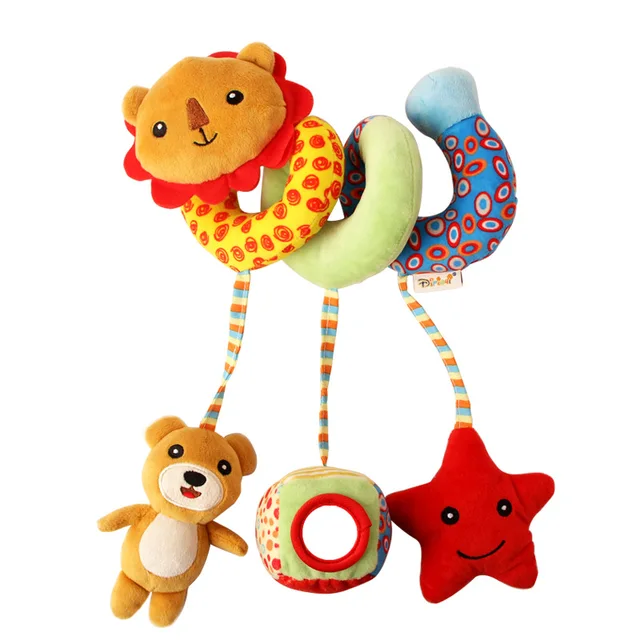 Crib Spiral Activity Toy For Babies Use In Stroller Bassinet Car Seat Pram Colorful Plush Hanging Toy With Rattles Squeakers 2