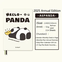 Premium 2025 Kinbor Daily Planner & Journal (1PCS A6 Panda 2025)