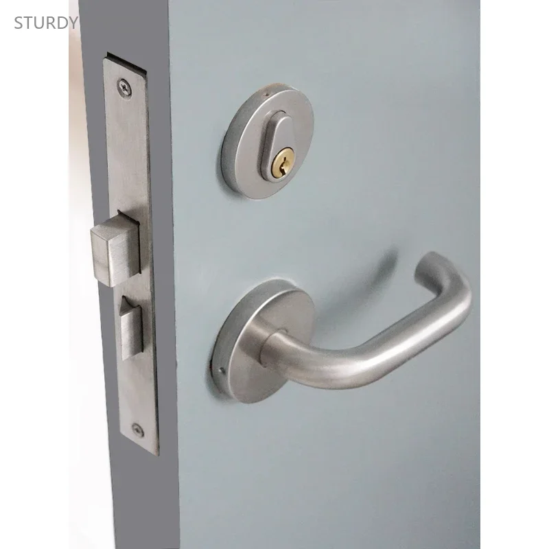 

1 set of 304 stainless steel fireproof passage door lock universal fire handle hardware accessories including keys 45-55mm