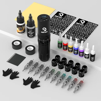 Kit per Tatuaggi DQFART di Alta Qualità, Set con Penna per Tatuaggi per Principianti, Macchinetta per Tatuaggi, Accessori per Tatuaggi