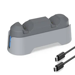 PlayStation 5 Dual Charging Dock with LED Indicator & Charging Cable (Grey)