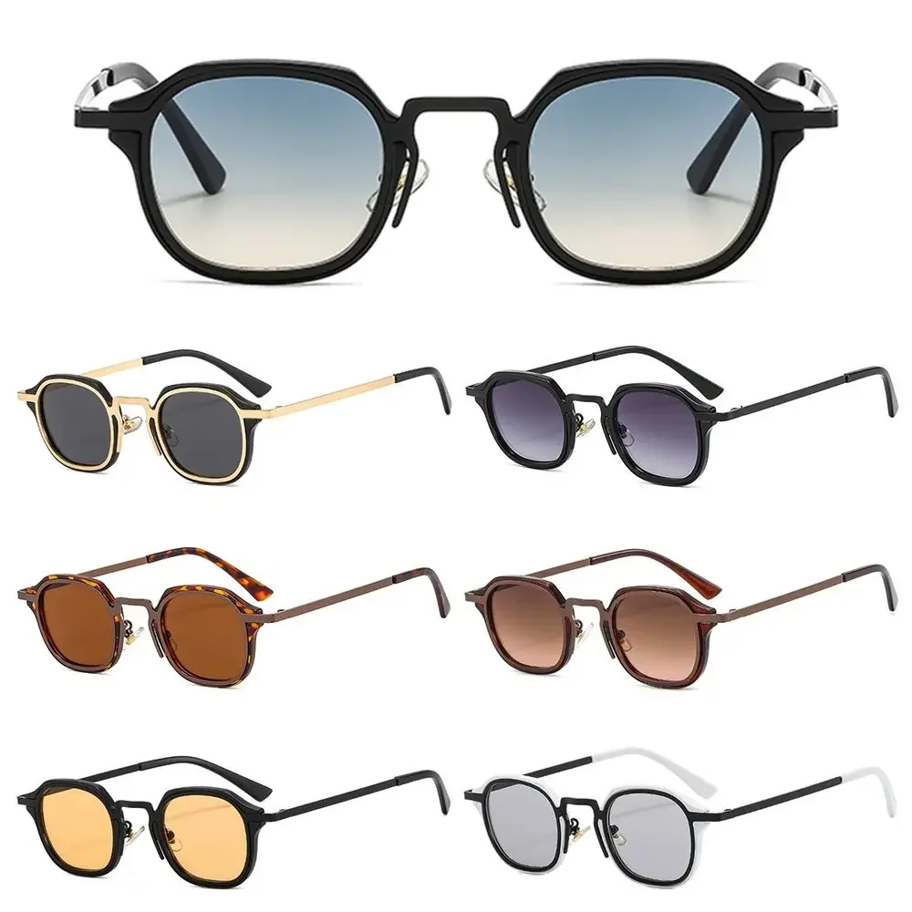 Fishing Glasses UV400 Protection Small Square Sunglasses Retro Metal Frame Driving Sun Glasses Punk Shades for Women & Men