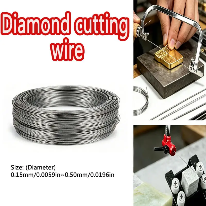 1~3 Rollen 1M Diamant-Schneidedrahtsägeblätter, Jade-Keramik-Schneidzubehör, Handsägeblätter, Durchmesser 0,15 mm–0,5 mm