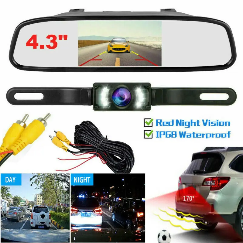 Bileeko Car Backup Camera Rear View System 4.3" LCD Mirror Monitor Night Vision Parking Camera