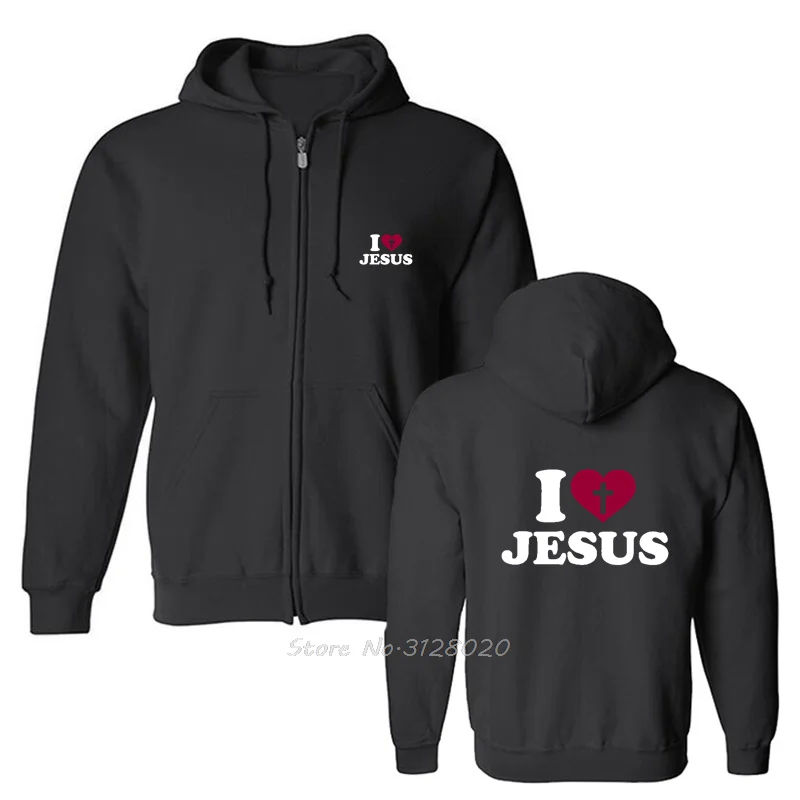 Ich liebe Jesus Hoodie Männer Gott Kreuz Religion Hoodies Kirche Christian Übergroße Fleece Reißverschluss Kapuzenpullover Jacke Geschenk