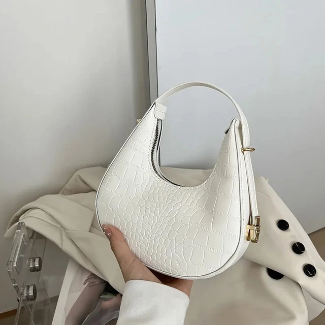 Sac à Main En Cuir PU Pour Femmes, Sacs à Bandoulière Décontractés, Couleur Unie, Sacoche De Luxe Argentée Sous Les Bras