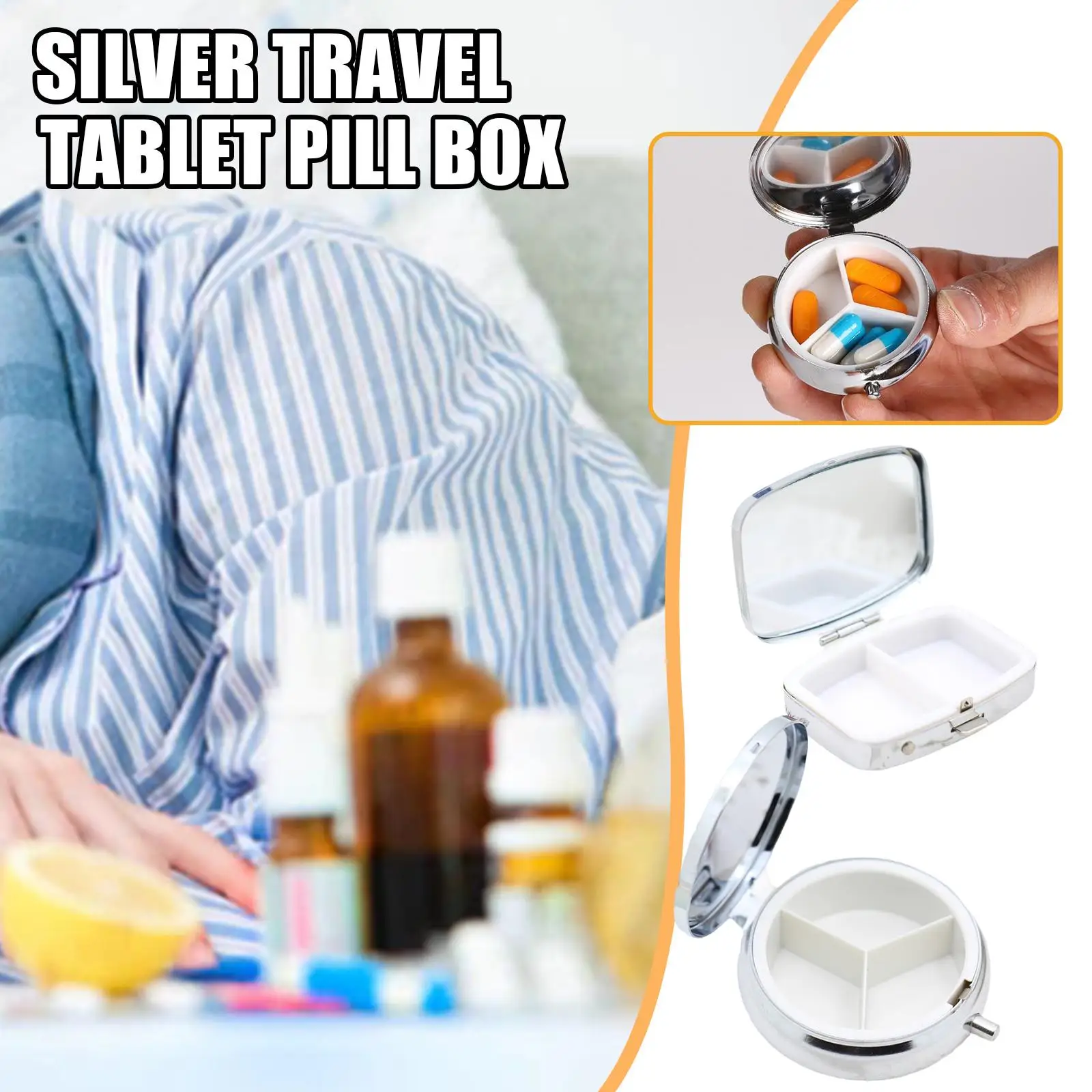 

Waterproof Portable Travel Essential Pill Splitters Pill Case Container For Medicines Organizer Metal Pill Box With Mirror R2U0