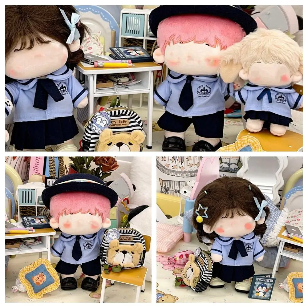 

10cm 20cm Doll Clothes Mini School Suit Blue Shirt Necktie Pants Set Photo Prop Cosplay Miniature School Uniform