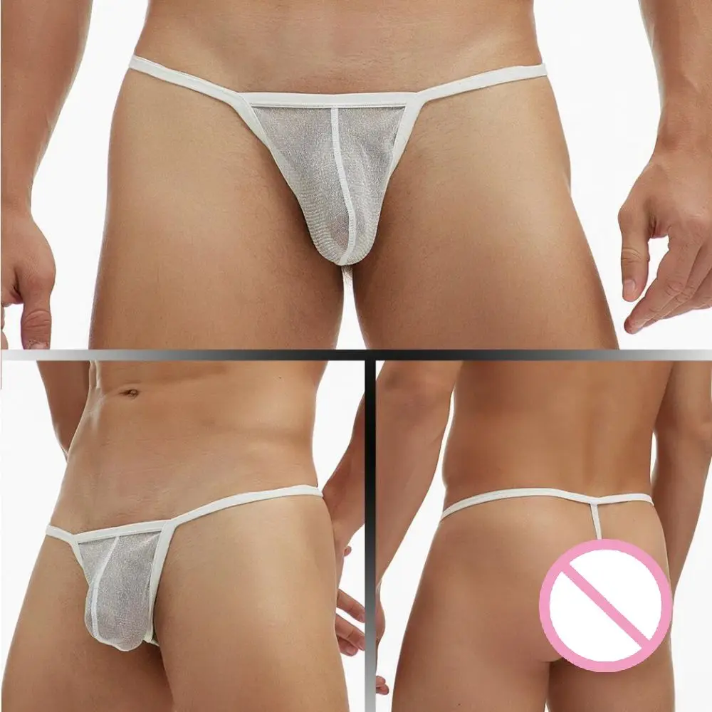 

Men Briefs Thong Sissy Gay Men'S Underwear Bikini Perspective Fine Mesh Low Waist Single T-Shaped Pants Breathable Underpants