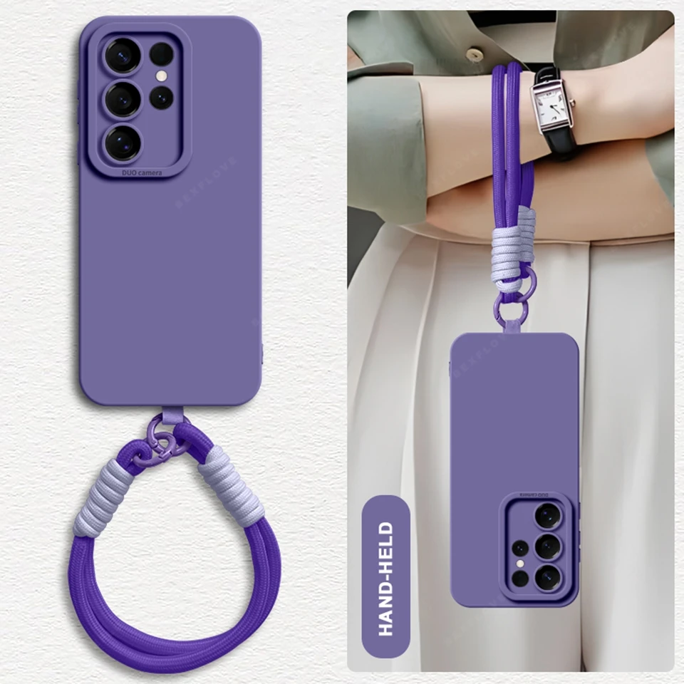Liquid Silicone Phone Case with Wrist Strap and Lanyard Attachment - Original Cover