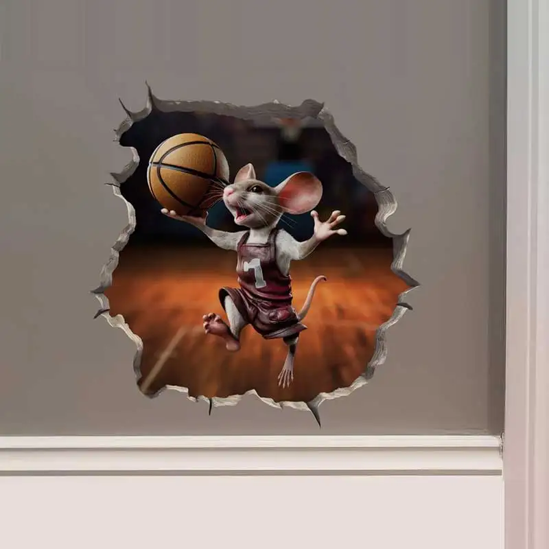 M453 18 Styles Skateboarding Surfer Mouse in Mouse Hole Aufkleber – Mouse Hole 3D Wall Sticker – Detail 9