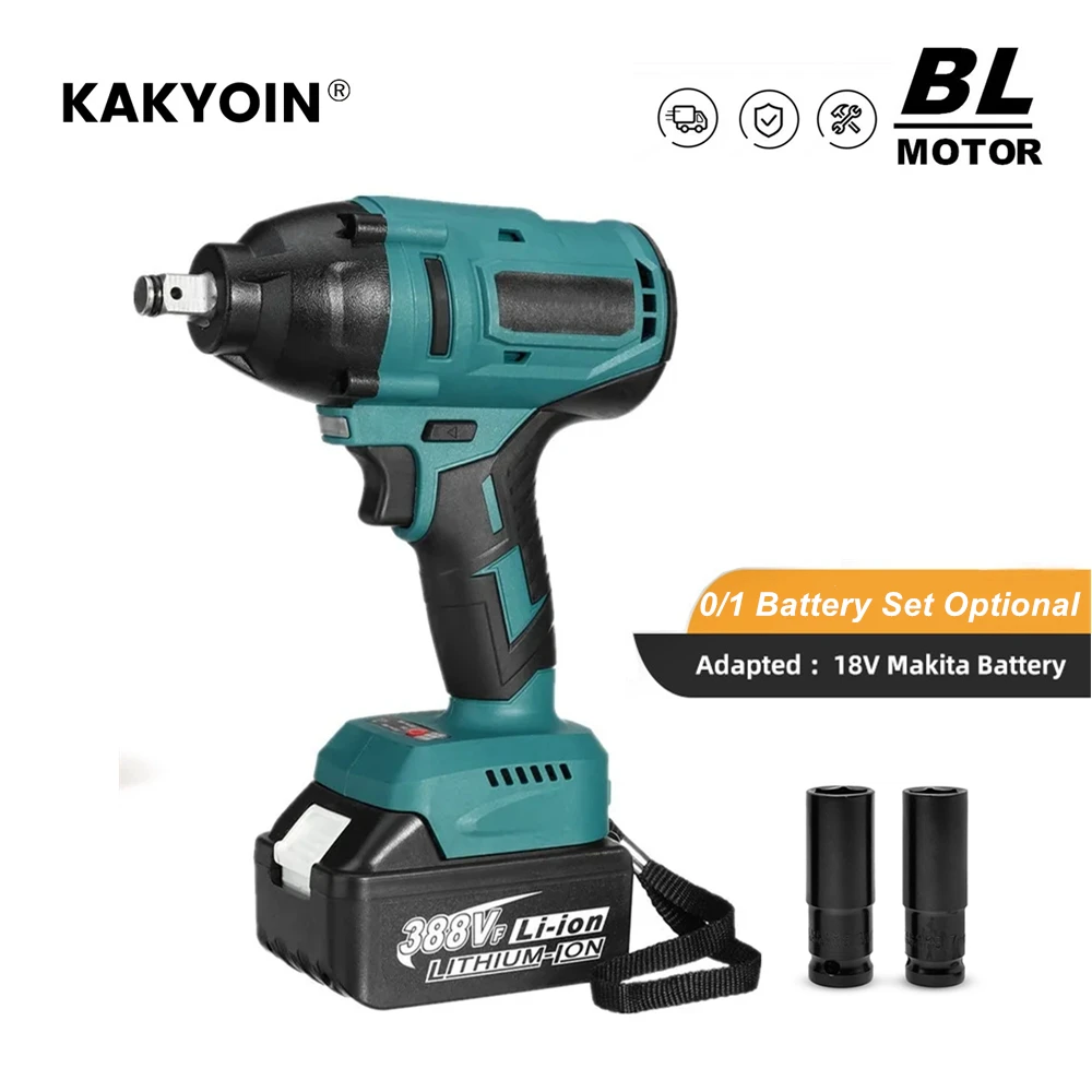 Бесщеточный Электрический ударный гайковерт с высоким крутящим моментом, 21 в, 1/2 нм, розетка, фотоотвертка для аккумулятора Makita 18 в