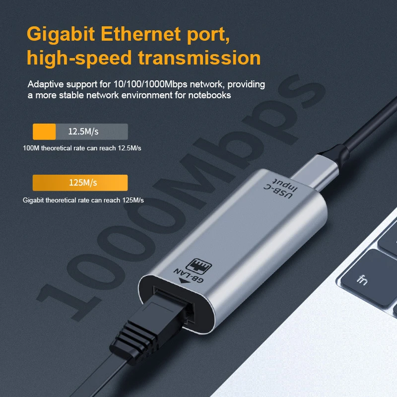PC 노트북 스마트폰용 유선 LAN 네트워크 카드, C 암-RJ45 암 USB C 타입-이더넷 어댑터, 10/100/1000 기가비트
